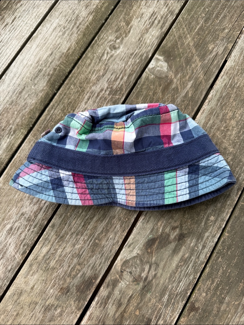 Multicolor Plaid Bucket Hat - Navy Trim 6-12 months